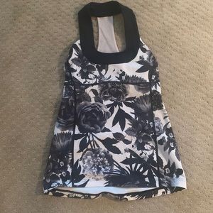 Lulu lemon top. Black and white floral. Size 6